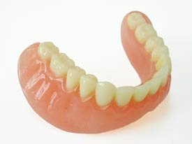 A model of a prosthetic denture with a soft liner